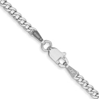 14K White Gold 24" 2.5mm Semi-Solid Curb Chain with Lobster Clasp - Polished Finish by Oro Pregiato