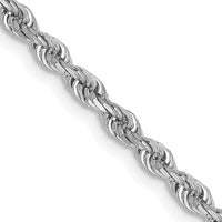 14K White Gold 24" 2.75mm Diamond-Cut Rope Chain Necklace with Lobster Clasp by Oro Pregiato