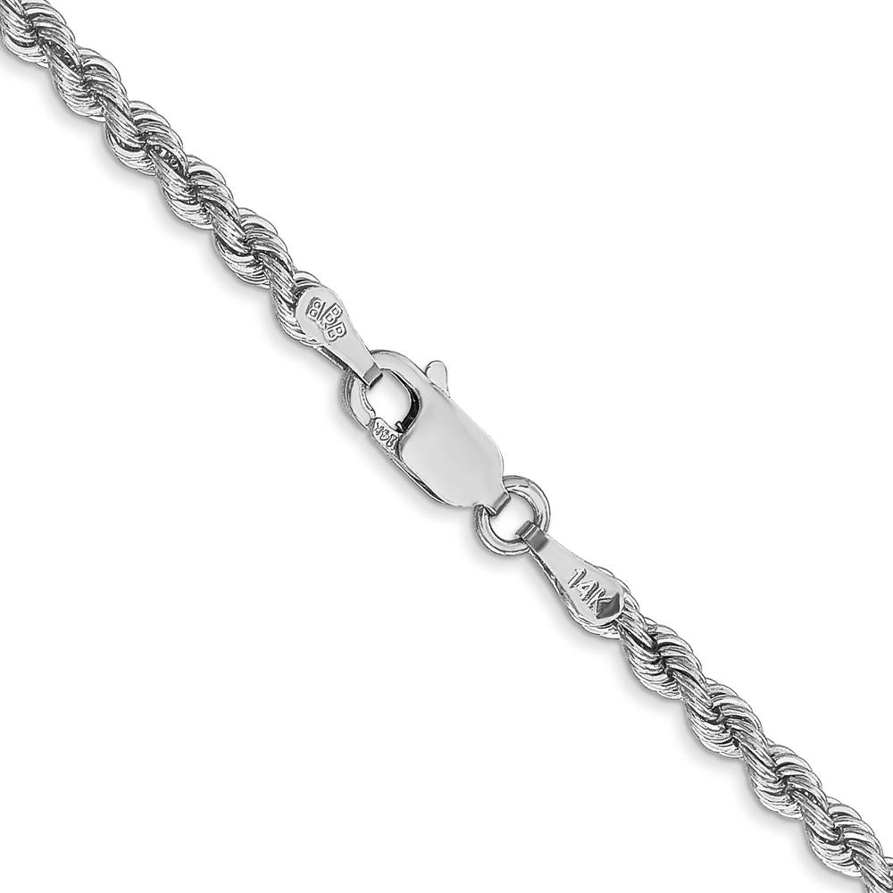 14K White Gold 24" 2.75mm Rope Chain Necklace with Lobster Clasp by 0