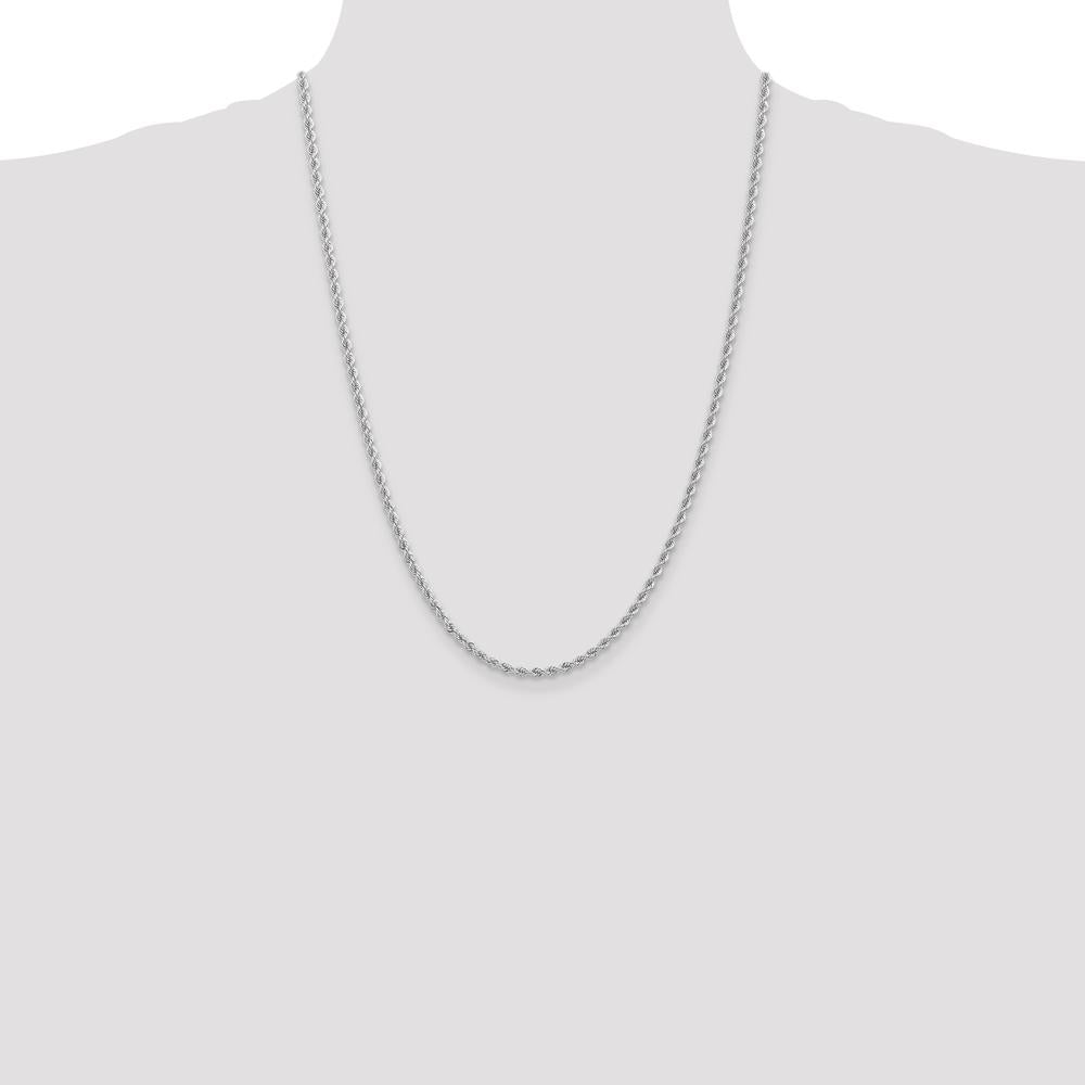 14K White Gold 24" 2.75mm Rope Chain Necklace with Lobster Clasp by 0