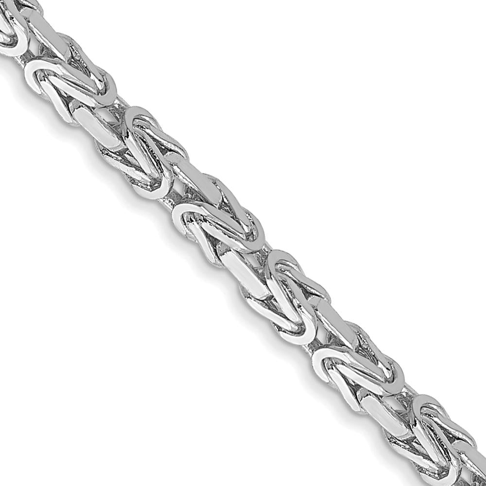 14K White Gold 24" 2mm Byzantine Chain Necklace with Lobster Clasp - Handcrafted Luxury Design by Oro Pregiato