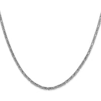 14K White Gold 24" 2mm Byzantine Chain Necklace with Lobster Clasp - Handcrafted Luxury Design by Oro Pregiato