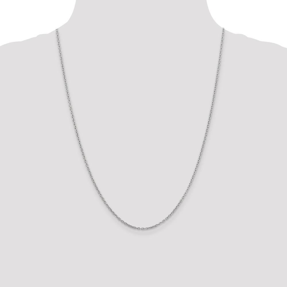 14K White Gold 24" 2mm Round Open Link Cable Chain with Lobster Clasp by Oro Pregiato