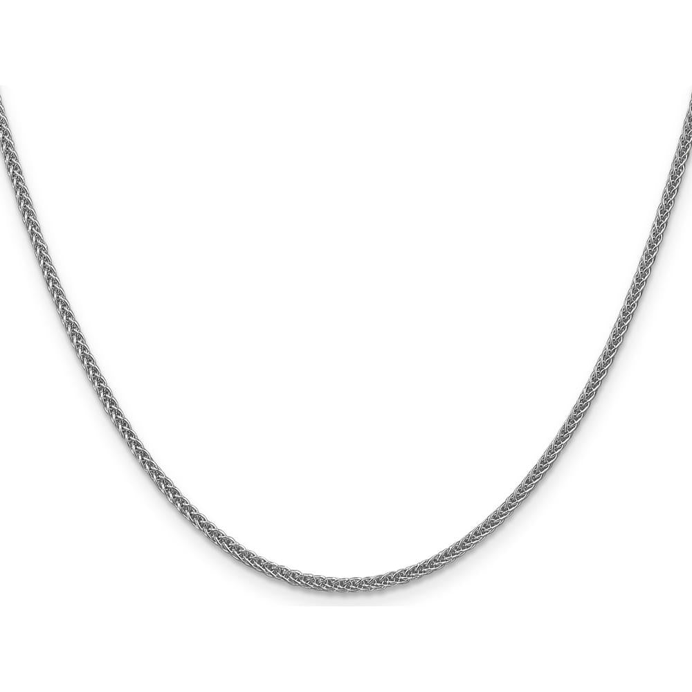 14K White Gold 24" 2mm Semi-Solid 3-Wire Wheat Chain with Lobster Clasp by Oro Pregiato