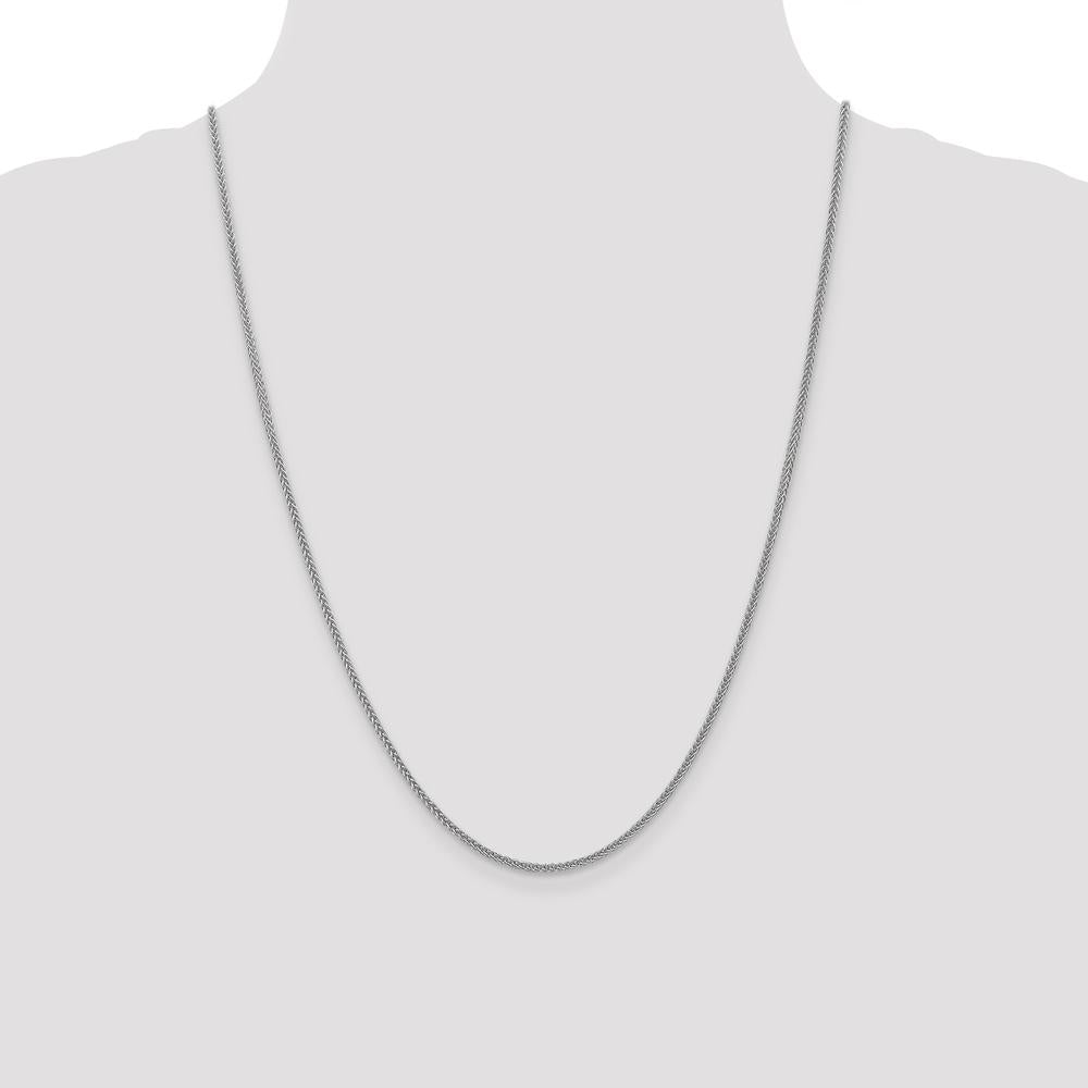 14K White Gold 24" 2mm Semi-Solid 3-Wire Wheat Chain with Lobster Clasp by Oro Pregiato