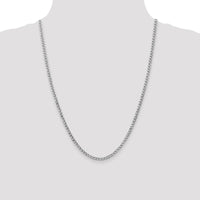 14K White Gold 24" 3.35mm Semi-Solid Curb Chain with Lobster Clasp - Polished Finish by Oro Pregiato