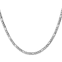14K White Gold 24" 3.5mm Semi-Solid Figaro Chain with Lobster Clasp - Lightweight & Polished Finish by IBGoodman