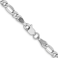 14K White Gold 24" 3.5mm Semi-Solid Figaro Chain with Lobster Clasp - Lightweight & Polished Finish by IBGoodman