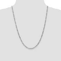 14K White Gold 24" 3.5mm Semi-Solid Figaro Chain with Lobster Clasp - Lightweight & Polished Finish by IBGoodman