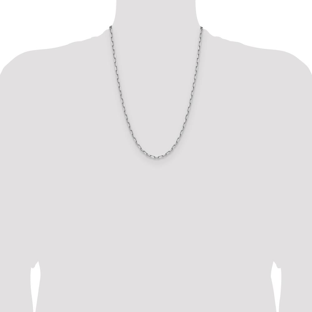 14K White Gold 24" 3.5mm Solid Beveled Paperclip Chain Necklace by Oro Pregiato