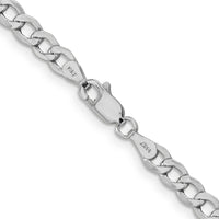 14K White Gold 24" 4.3mm Semi-Solid Curb Chain with Lobster Clasp by Oro Pregiato