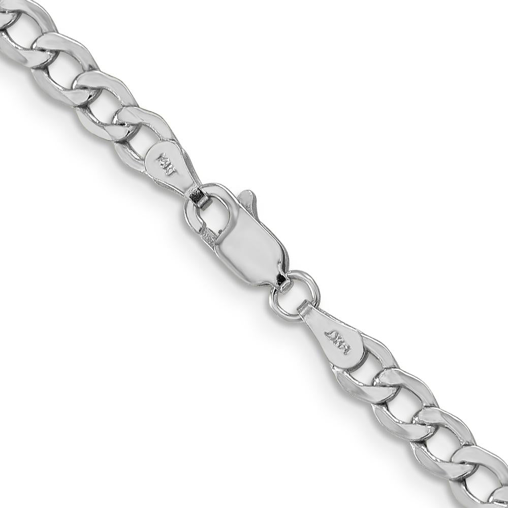 14K White Gold 24" 4.3mm Semi-Solid Curb Chain with Lobster Clasp by Oro Pregiato