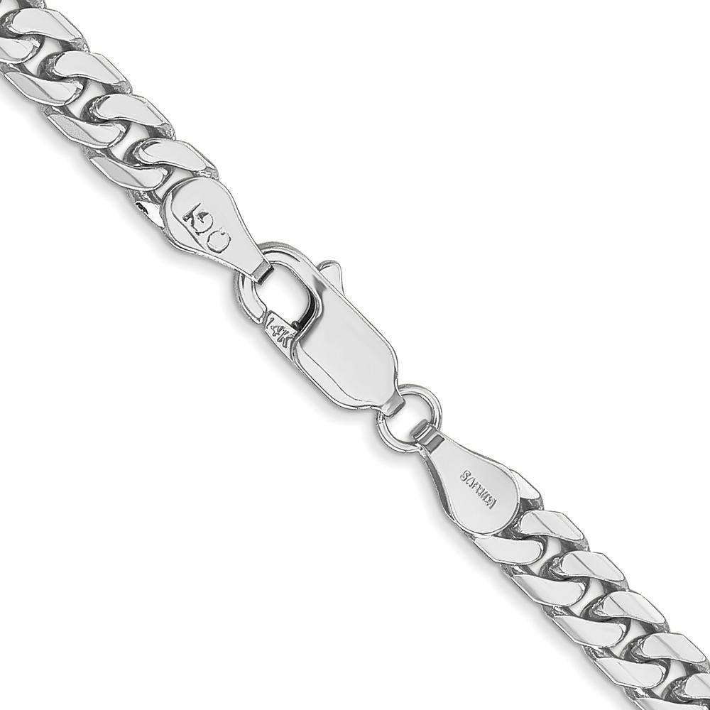14K White Gold 24" 4.3mm Solid Miami Cuban Link Chain with Lobster Clasp by Oro Pregiato