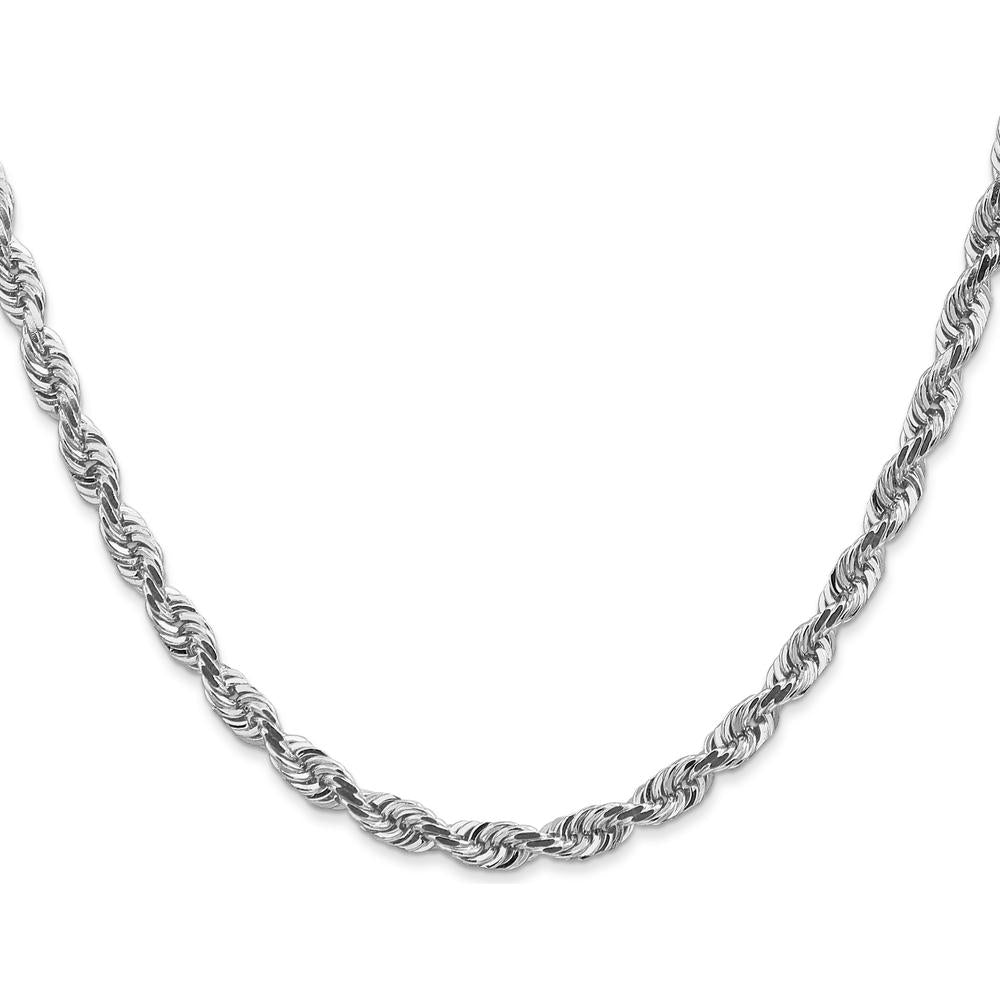 14K White Gold 24" 4.5mm Diamond-Cut Quadruple Rope Chain with Lobster Clasp by Oro Pregiato