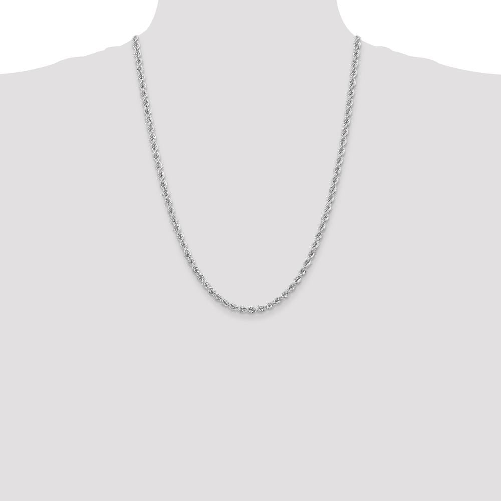 14K White Gold 24" 4mm Rope Chain Necklace with Lobster Clasp - Polished Finish by 0