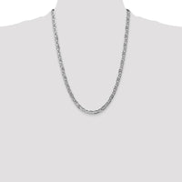 14K White Gold 24" 5.25mm Concave Anchor Chain Necklace with Lobster Clasp by 0