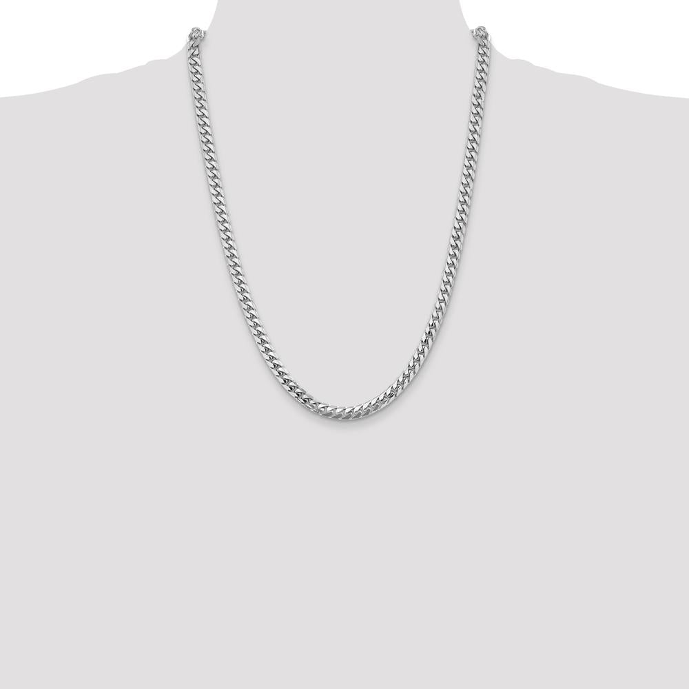 14K White Gold 24" 5.5mm Solid Miami Cuban Link Chain with Lobster Clasp by Oro Pregiato