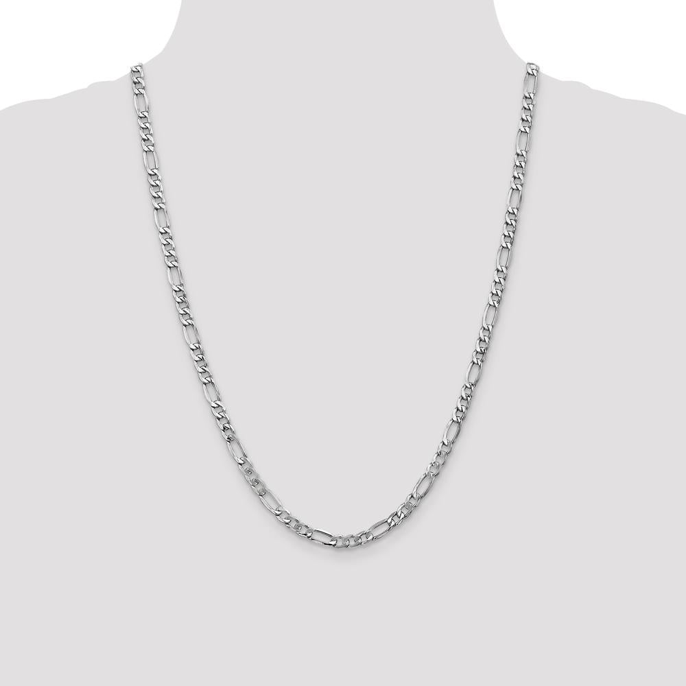 14K White Gold 24" 5.75mm Semi-Solid Figaro Chain with Lobster Clasp by Oro Pregiato