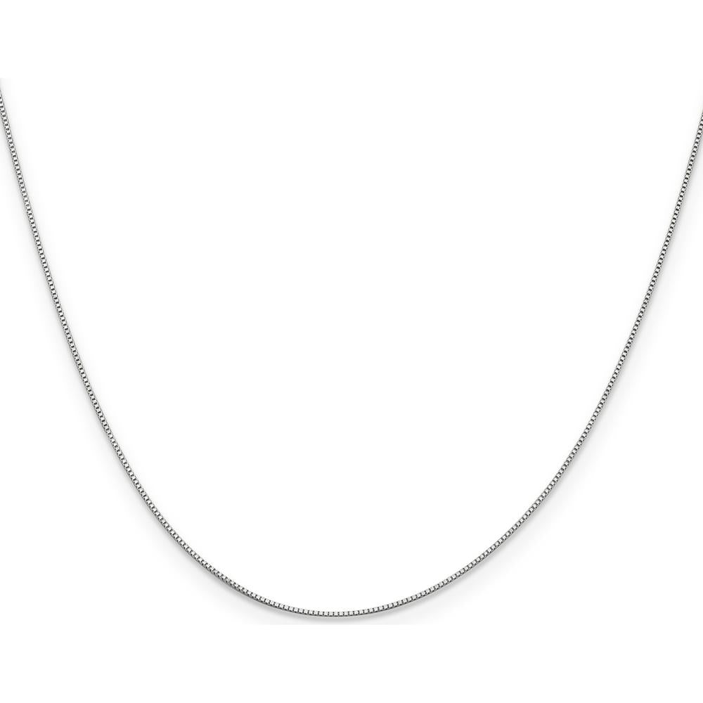 14K White Gold 24" .5mm Box Chain Necklace with Rhodium Plating and Spring Ring Clasp by Oro Pregiato