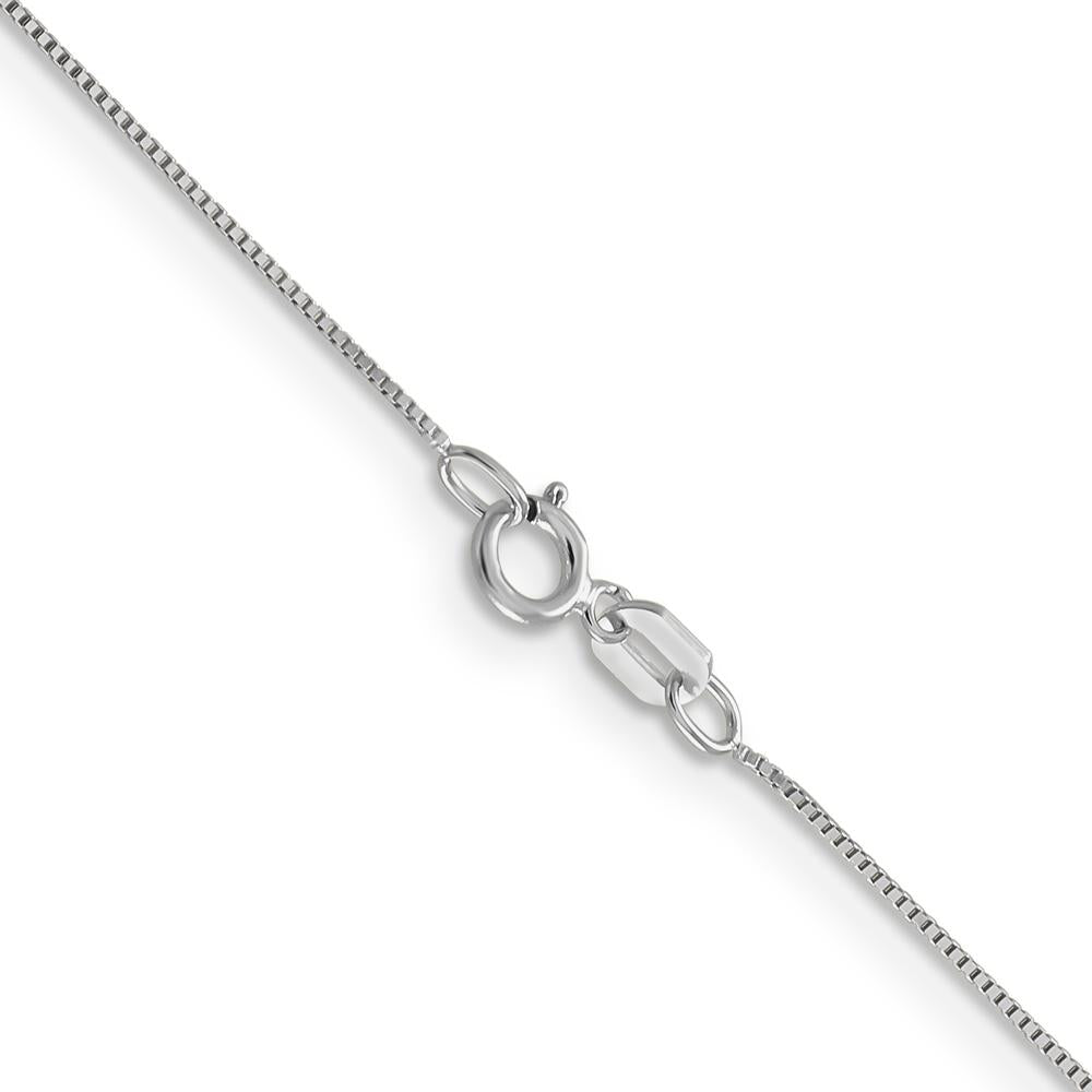 14K White Gold 24" .5mm Box Chain Necklace with Rhodium Plating and Spring Ring Clasp by Oro Pregiato