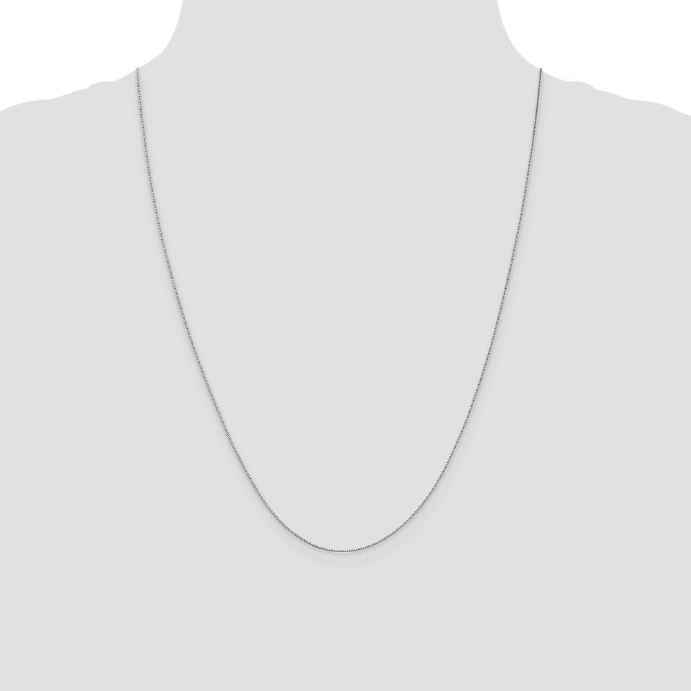 14K White Gold 24" .5mm Box Chain Necklace with Rhodium Plating and Spring Ring Clasp by Oro Pregiato