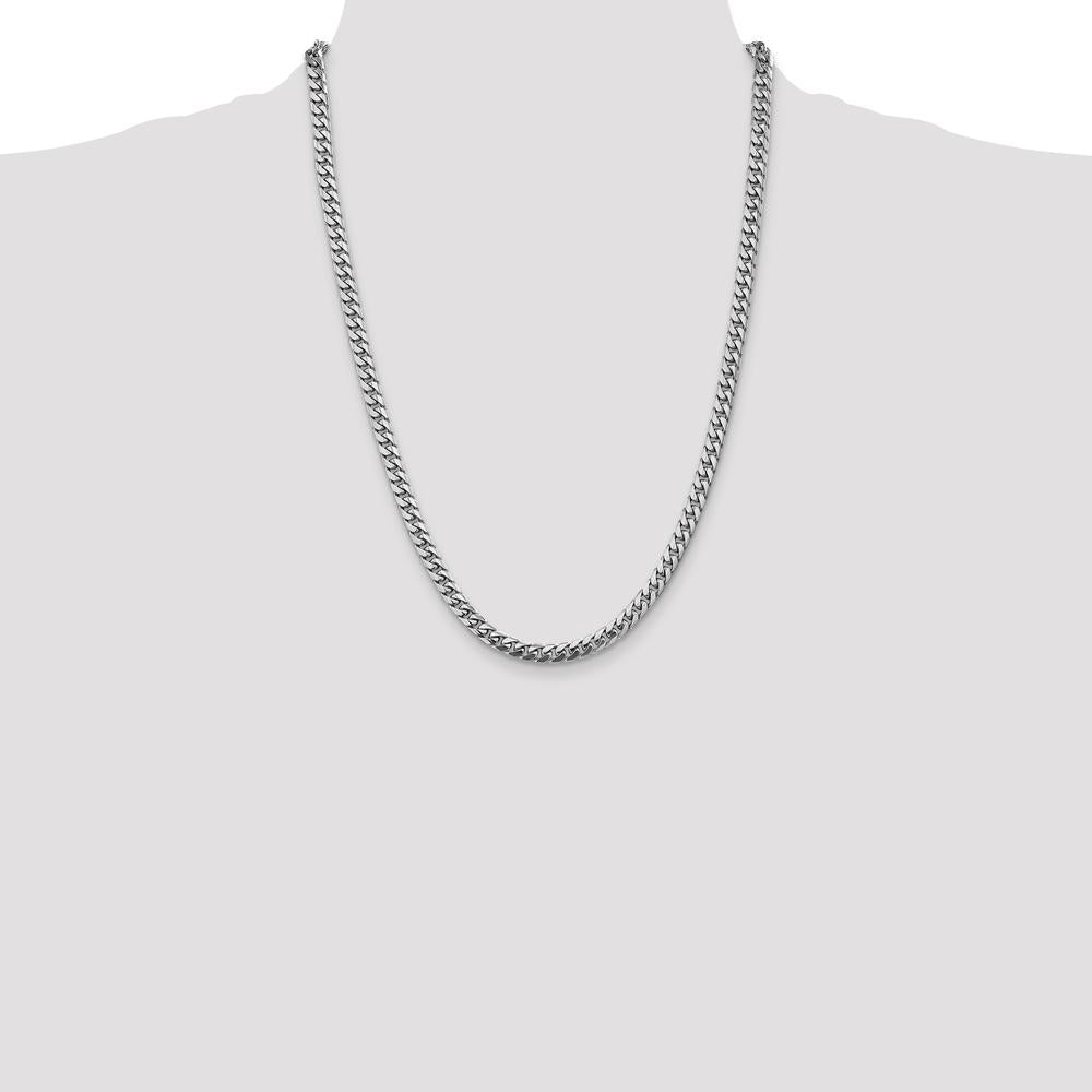 14K White Gold 24" 5mm Solid Miami Cuban Link Chain with Lobster Clasp by Oro Pregiato