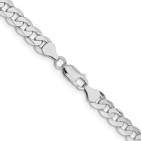 14K White Gold 24" 7.25mm Flat Beveled Curb Chain with Lobster Clasp - Rhodium Plated by 0