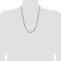 14K White Gold 24" 7.25mm Flat Beveled Curb Chain with Lobster Clasp - Rhodium Plated by 0