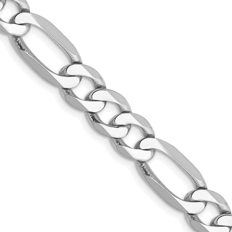14K White Gold 24" 7mm Flat Figaro Chain with Lobster Clasp by Oro Pregiato