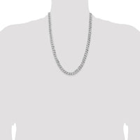 14K White Gold 24" 8mm Flat Beveled Curb Chain with Lobster Clasp by 0