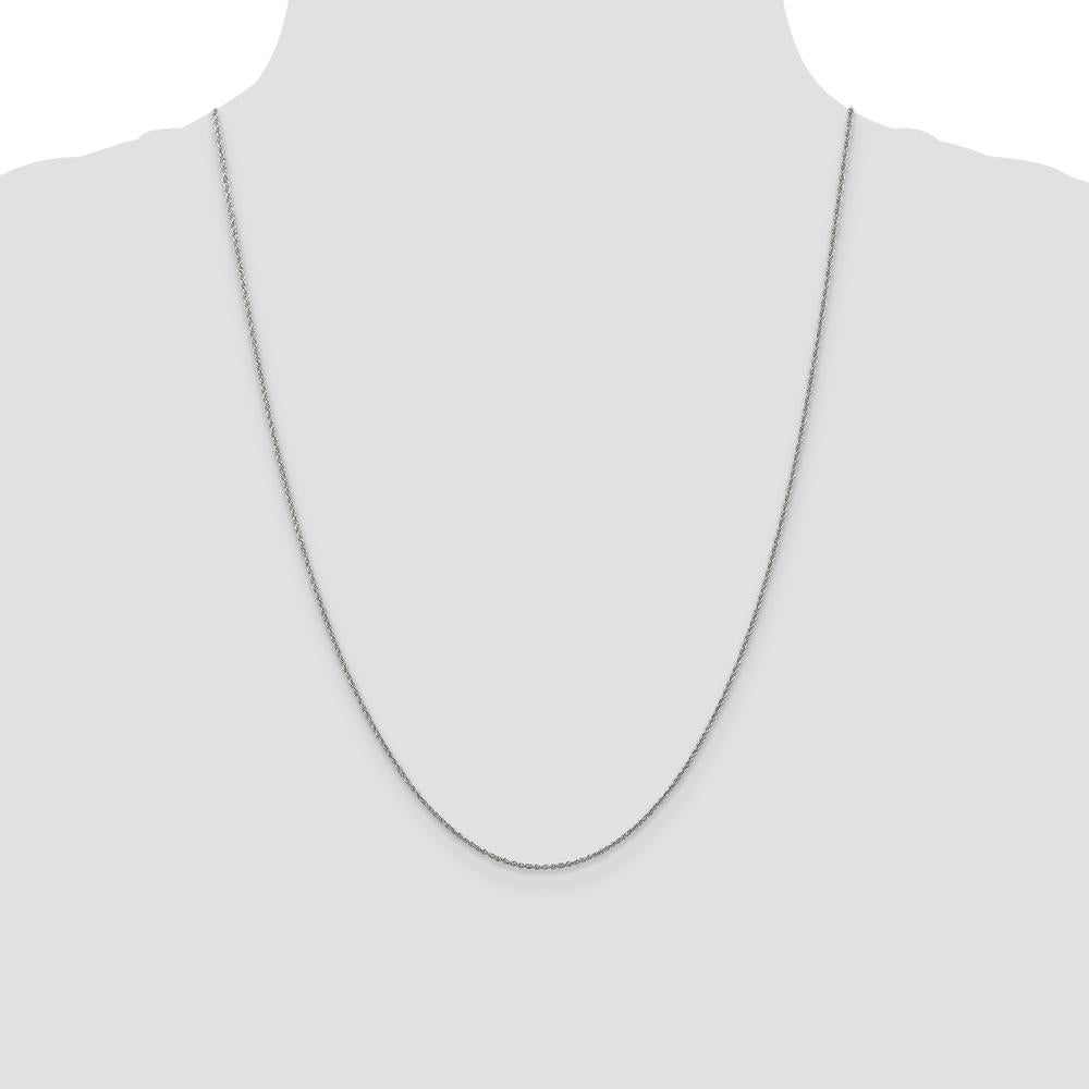 14K White Gold 24" Baby Rope Chain with Spring Ring Clasp by Oro Pregiato