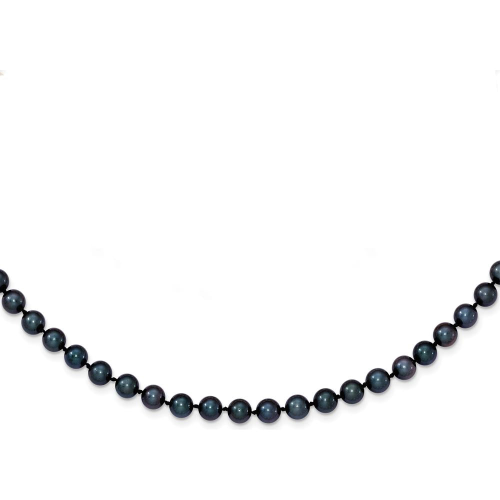 14K White Gold 24" Black Akoya Pearl Necklace - 5-6mm Cultured Saltwater Pearls by Monteluci Fine Jewelry