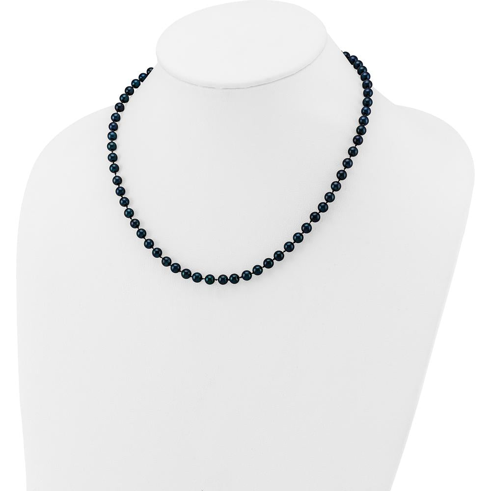 14K White Gold 24" Black Akoya Pearl Necklace - 5-6mm Cultured Saltwater Pearls by Monteluci Fine Jewelry