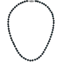 14K White Gold 24" Black Akoya Pearl Necklace - 5-6mm Cultured Saltwater Pearls by Monteluci Fine Jewelry