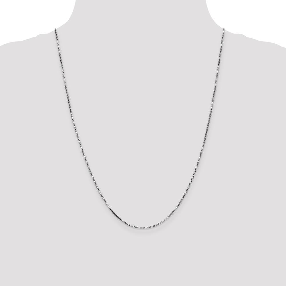 14K White Gold 24" Box Chain Necklace with Lobster Clasp - Elegant Polished Finish by Oro Pregiato
