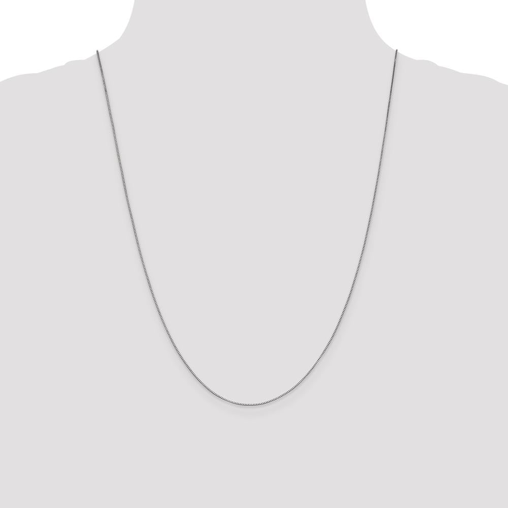 14K White Gold 24" Box Chain Necklace with Lobster Clasp - Rhodium Plated Finish by Oro Pregiato