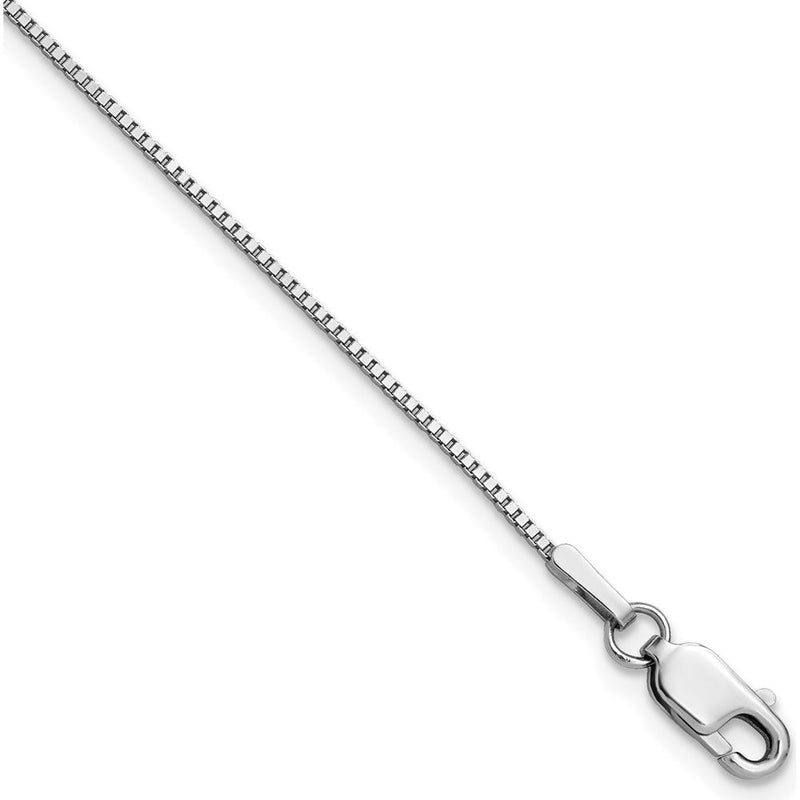 14K White Gold 24" Box Chain with Lobster Clasp - Rhodium Plated Finish by Oro Pregiato