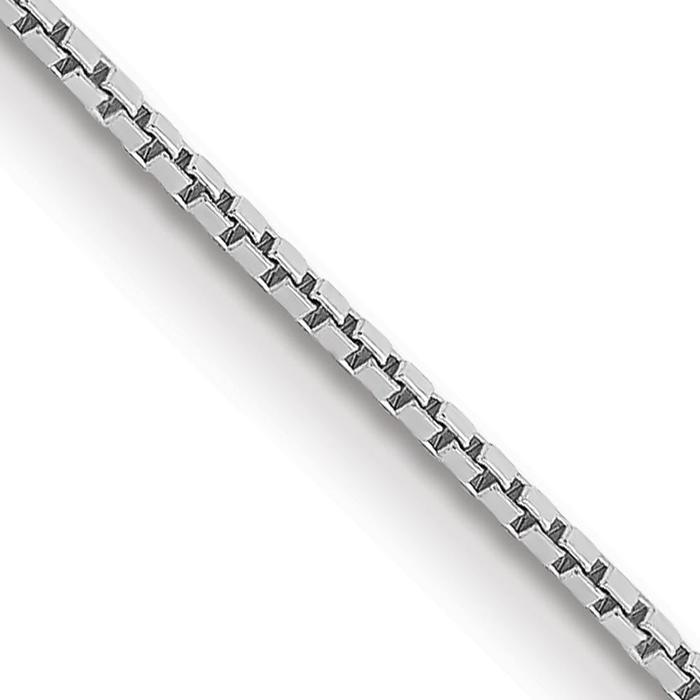14K White Gold 24" Box Chain with Spring Ring Clasp - 0.9mm Width by Oro Pregiato