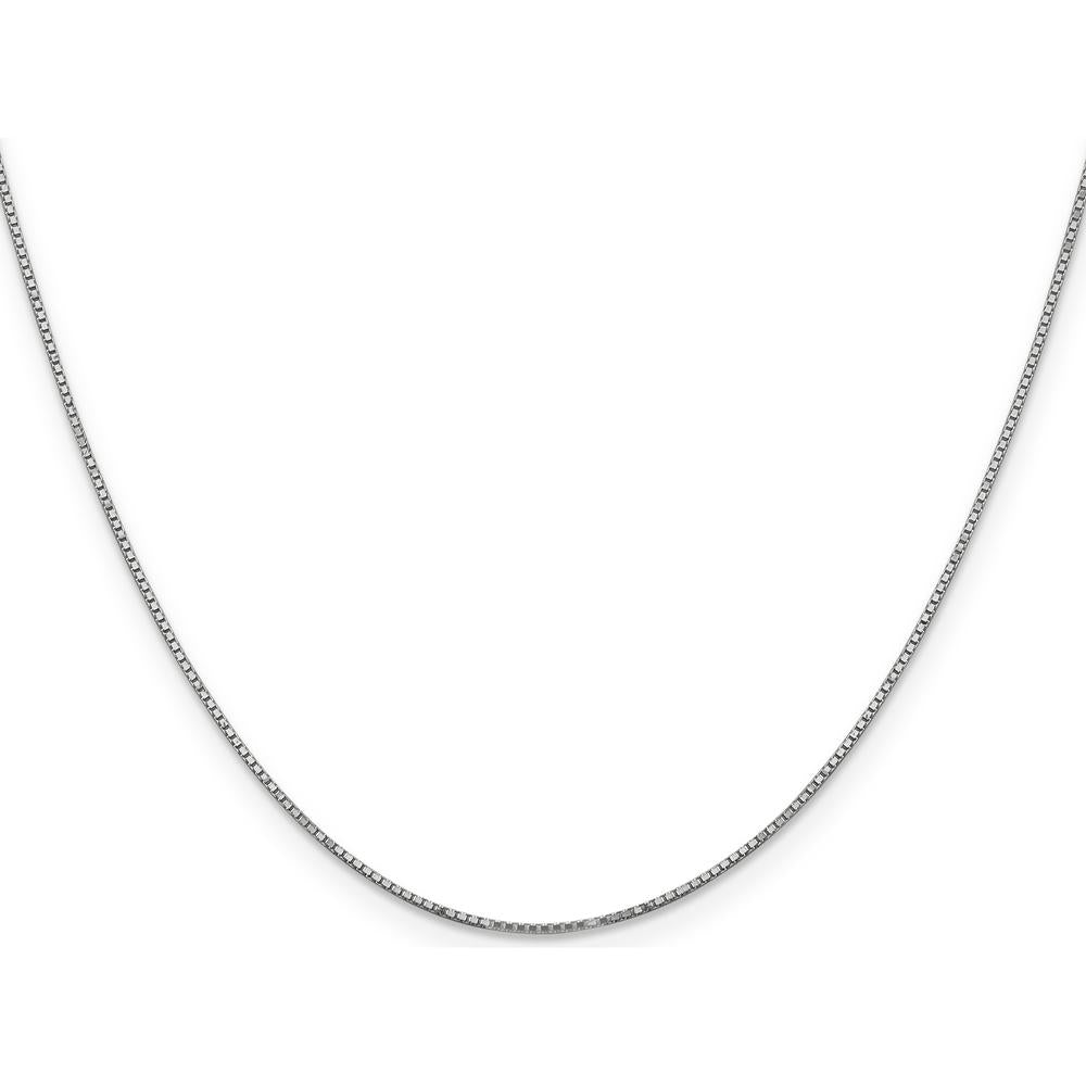 14K White Gold 24" Box Chain with Spring Ring Clasp - 0.9mm Width by Oro Pregiato
