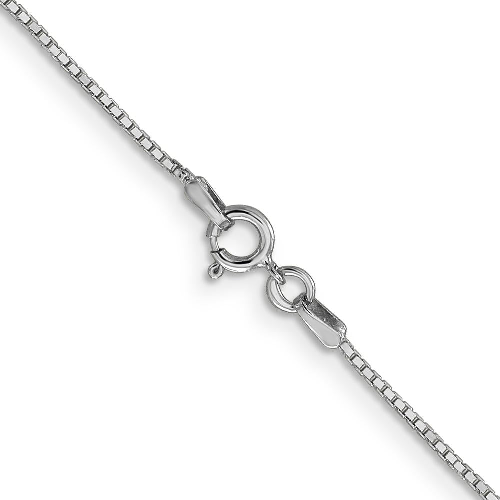 14K White Gold 24" Box Chain with Spring Ring Clasp - 0.9mm Width by Oro Pregiato