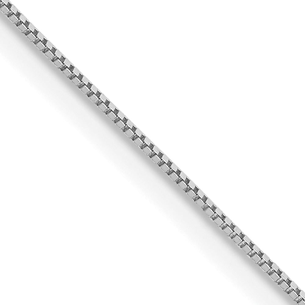 14K White Gold 24" Box Link Chain Necklace with Rhodium Plating - Polished Finish
