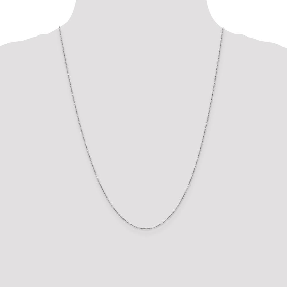 14K White Gold 24" Box Link Chain Necklace with Rhodium Plating - Polished Finish