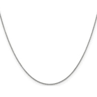 14K White Gold 24" Cable Chain Necklace with Spring Ring Clasp - 0.9mm Polished Rhodium Finish by Oro Pregiato