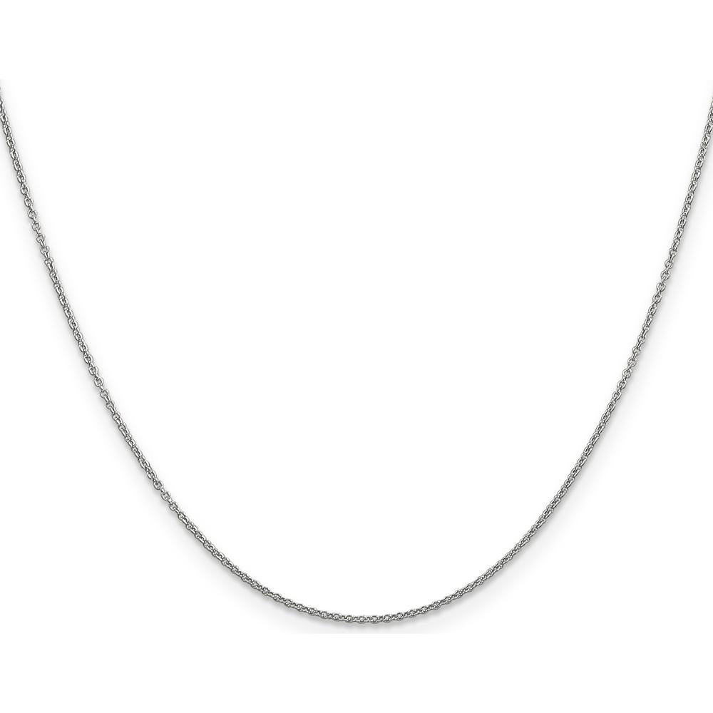 14K White Gold 24" Cable Chain Necklace with Spring Ring Clasp - 0.9mm Polished Rhodium Finish by Oro Pregiato