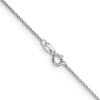 14K White Gold 24" Cable Chain Necklace with Spring Ring Clasp - 0.9mm Polished Rhodium Finish by Oro Pregiato