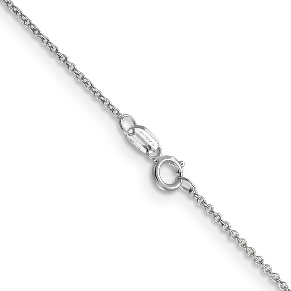 14K White Gold 24" Cable Chain Necklace with Spring Ring Clasp - 0.9mm Polished Rhodium Finish by Oro Pregiato