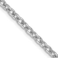 14K White Gold 24" Cable Link Chain with Lobster Clasp - 3.2mm Width by Oro Pregiato