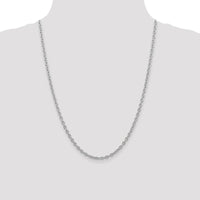 14K White Gold 24" Cable Link Chain with Lobster Clasp - 3.2mm Width by Oro Pregiato