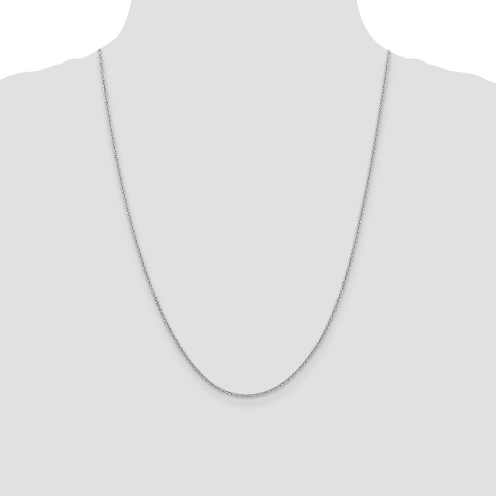 14K White Gold 24" Cable Link Chain with Rhodium Plating and Lobster Clasp by Oro Pregiato