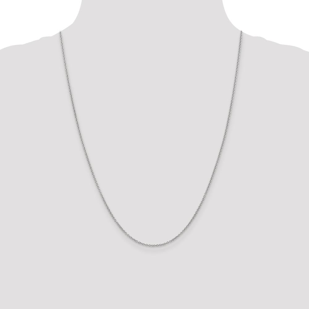 14K White Gold 24" Cable Link Necklace with Lobster Clasp by Oro Pregiato